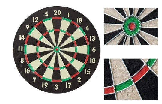 Dartboard Set - Double Sided 16.5" DART BOARD + 6 Brass Tipped DARTS