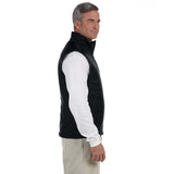 Harriton M795 Men's Essential Polyfill Full Zip Vest Zipping Pockets Blk, M & XL