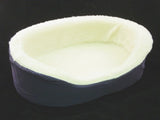 Plush Sherpa Lined Pet Bed with Removable Cushion, Size Med - Dark Navy