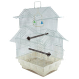White 18-inch Medium Parakeet Wire Bird Cage for Budgie Parakeets Finches Canaries Lovebirds Small Quaker Parrots Cockatiels Green Cheek Conure perfect Bird Travel Cage and Hanging Bird House