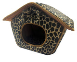 Cozy Pet Cottage, Foldable Pet House with Animal Print, Pet Bed 15" x 13" x 12"