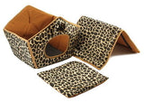Cozy Pet Cottage, Foldable Pet House with Animal Print, Pet Bed 15" x 13" x 12"