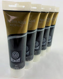Set of 5 Black Acrylic Paint Tubes 120mls Each Professional Artist Paint Set