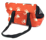 Plush Pet Travel Bag - Red with White Paw Prints