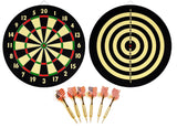 Dartboard Set - Double Sided 16.5" DART BOARD + 6 Brass Tipped DARTS