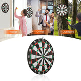 Dartboard Set - Double Sided 16.5" DART BOARD + 6 Brass Tipped DARTS