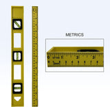 16" Level with Ruler on Side - 3 Vial Plastic Yellow Level Measurement Tool