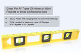 16" Level with Ruler on Side - 3 Vial Plastic Yellow Level Measurement Tool