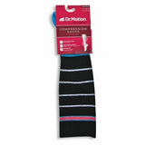 Women's Dr. Motion Mild Compression Knee High Socks - Striped Up - Navy (Blue) Size: 9-11
