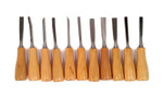 11 Piece Wood Carving Hand Chisel Tool Set - Woodworking Gouges Shapes
