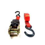 Ratchet Strap 1"x15' Rubber Coated S Hook Ratcheting Handle Quick Release Button
