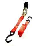 Ratchet Strap 1"x15' Rubber Coated S Hook Ratcheting Handle Quick Release Button
