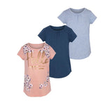 VIGOSS Big Girls' 3-Pack T-Shirt EClipse Pink, Gray & Blue Large