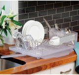 Polder 4 Piece Dish Stainless Steel Rack Set Slide Out Drying Tray Clear