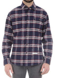 Jachs Men’s Long Sleeve Brawny Flannel Shirt Medium, Navy/Red