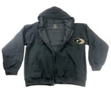 Men's Full Zip Hoody Mossy Oak Hood Lining Pockets DARK HEATHER - Size L