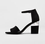 Women's dv Tisha Black Suede Lucite Block Heel Sandal Pumps Size 5.5