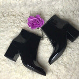 Women's Dolce Vita Florence Black Patent Size 8 Front-Zip Booties