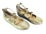 Girls' Stevies Janie Strappy Stud Ballet Flats, Gold, Junior Sizes (4-12 yrs)