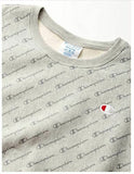 Champion LIFE Women's GREY Heather Large Printed Reverse Weave Crew