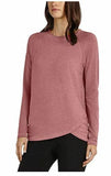 Danskin Women's Long Sleeve Dusty Roase Medium Crossover Top