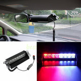 WINDSHIELD DASHBOARD EMERGENCY STROBE LIGHT LAMP 8 LED RED & BLUE AUTO VEHICLE