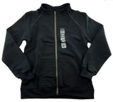 Men's Cadet Collar Full Zip Sweatshirt Jacket by GILDAN Platinum Black Large