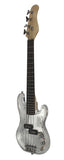 Kids Clear Acrylic Body Mini Electric Bass Guitar with LED Lights in Body and Fretboard