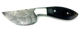 Damascus Steel Skinning Knife Handmade Leather Sheath Black Man-made Handle