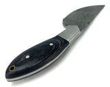 Damascus Steel Skinning Knife Handmade Leather Sheath Black Man-made Handle