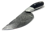 Damascus Steel Skinning Knife Handmade Leather Sheath Black Man-made Handle