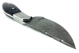 Damascus Steel Skinning Knife Handmade Leather Sheath Black Man-made Handle