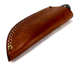 Damascus Steel Skinning Knife Handmade Leather Sheath Black Man-made Handle