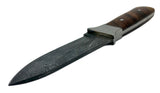 Damascus Steel Skinning Knife Handmade Leather Sheath Rosewood Handle w/ Steel