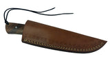 Damascus Steel Skinning Knife Handmade Leather Sheath Rosewood Handle w/ Steel