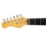 Full Size Left Handed Electric 6 String Guitar, Solid Wood Body and Bolt on Neck, Cable and Tremolo Arm, Color: Sun Burst