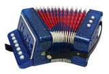 Childrens 7 KEY Button ACCORDION BLUE Kids Accordian Organ Concertina