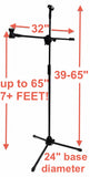 DOUBLE MICROPHONE STAND BOOM MIC ARM Adjustable Over 7' Foot Mike Stage Tripod