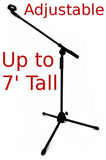 SINGLE BOOM ARM MICROPHONE STAND ADJUSTABLE to 7' Mike Clip Musical Stage Tripod