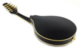8-String MANDOLIN A-Style BLACK Acoustic SANDALWOOD, SPRUCE Gold Hardware