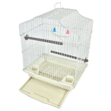 White 14-inch Small Parakeet Wire Bird Cage for Budgie Parakeets Finches Canaries Lovebirds Small Quaker Parrots Cockatiels Green Cheek Conure perfect Bird Travel Cage and Hanging Bird House