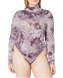 KENDALL + KYLIE Women's Mock Neck Ruched Sleeve Bodysuit, Dusty Plum- Small