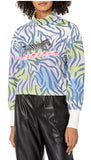 KENDALL + KYLIE Women's Graphic Turtle Neck Sweatshirt, Zebra Print - Large