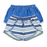 DKNY Girls Shorts 2 Pack - Chambray Moss Purple Stripes & Denim - Size 6 - New