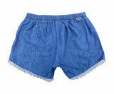 DKNY Girls Shorts 2 Pack - Chambray Moss Purple Stripes & Denim - Size 6X - New