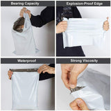 Pack of 100 Poly Mailers Shipping Bags Premium Semi White 7.75 x 12.2