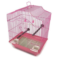Pink 14-inch Small Parakeet Wire Bird Cage for Budgie Parakeets Finches Canaries Lovebirds Small Quaker Parrots Cockatiels Green Cheek Conure perfect Bird Travel Cage and Hanging Bird House