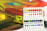 18 Color Acrylic Paint Set Easy to use Tubes for Beginners Students Professional Artist Painting Rainbow Non Toxic Art Kit great for Canvas Rocks Fabric Wooden Craft Projects