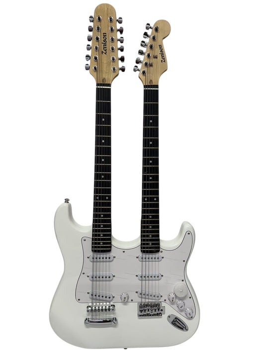 Zenison Double Neck Electric Guitar White 12 String & 6 String