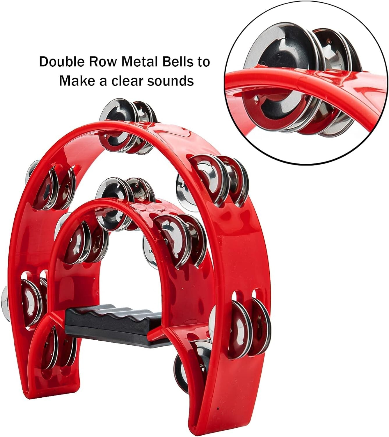 Double Row Metal Tambourine - Red